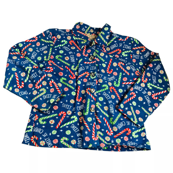 Life Style Jackets & Blazers - Life Style Womens Ugly Christmas Blazer Jacket Candy Cane Print Cotton Petite
